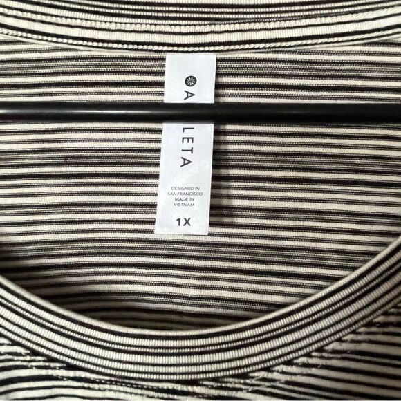 Athleta Modal Top Cloudlight Stratus Long Sleeve Black Cream - Picture 3 of 5